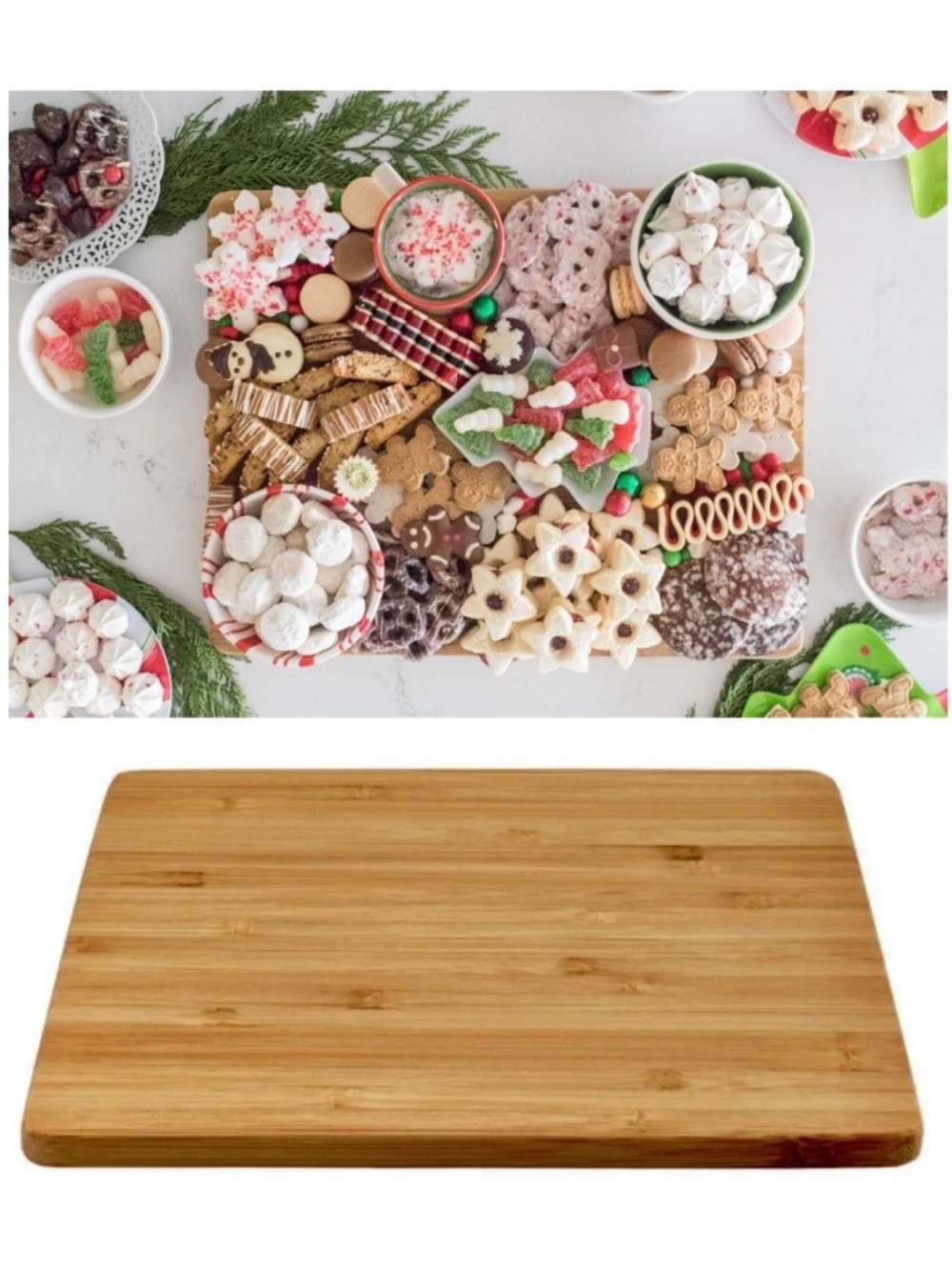 Cookies Muffin Pastry Platter Bamboo Christmas dessert Serving board gift 8.75x6